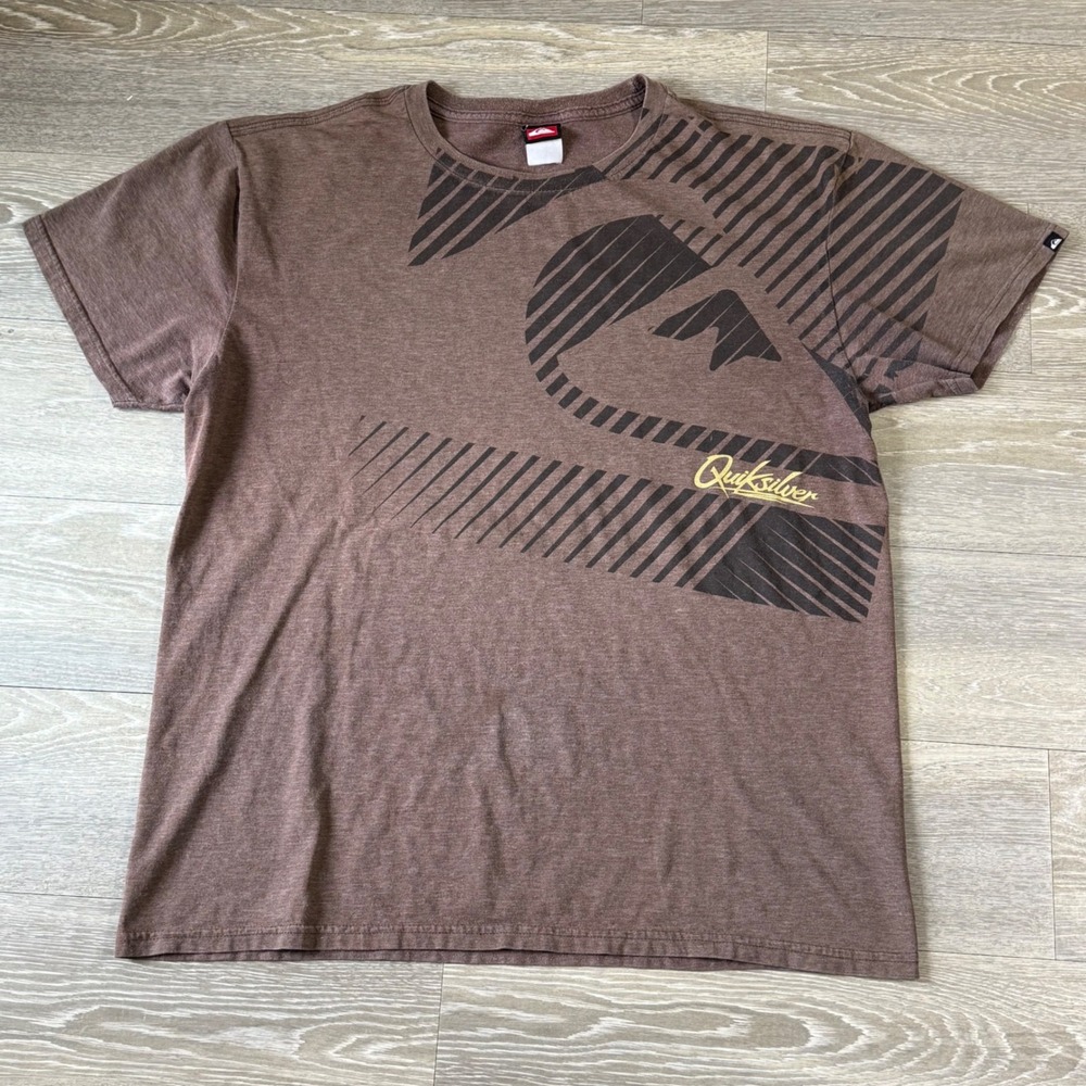 Vintage Y2K Quiksilver Brown Tee‎ Large Surf Grunge
